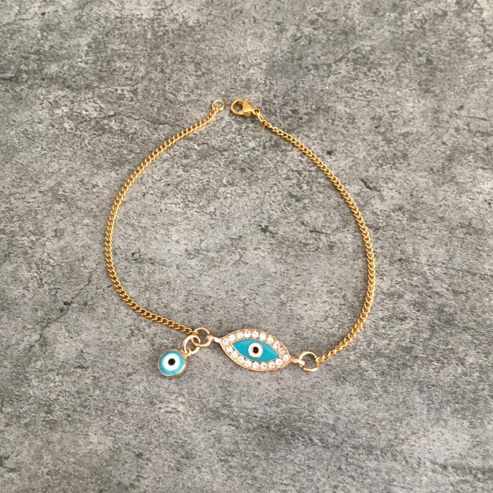 Evil Eye š§æ Anklet Stainless Steel Gold Plated š§æ - Picture 4 of 7